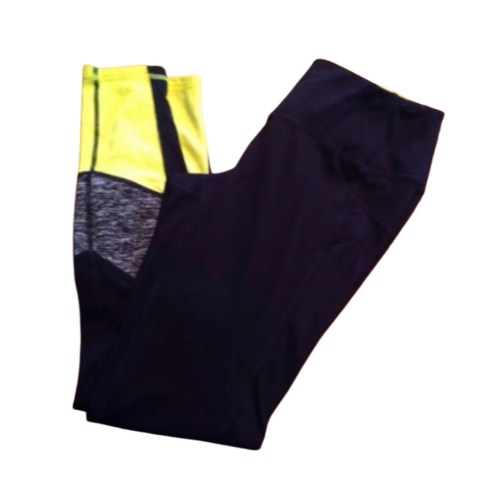 💛🖤 Tangerine Black & Yellow Workout Yoga Leggings – Size S
